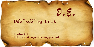 Dékány Erik névjegykártya